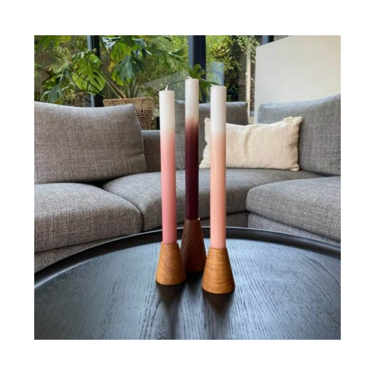 Gradient Candles Long set de 3 - Dusty Rose