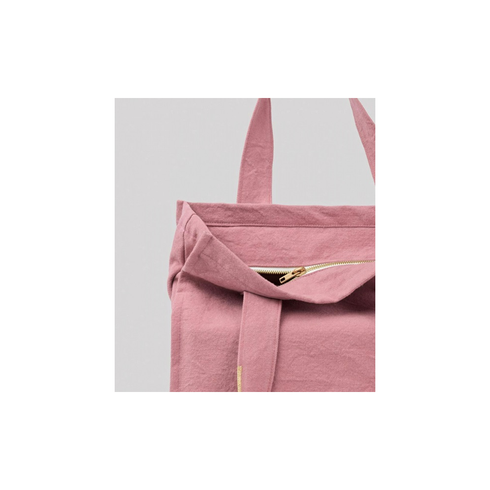 Tote Bag Zippé - Quadrillé Rouille - Rose Avril