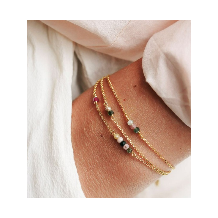 Bracelet 10843 Uma plaqué or - tourmaline - Amulette