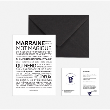 Carte postale avec enveloppe - Marraine