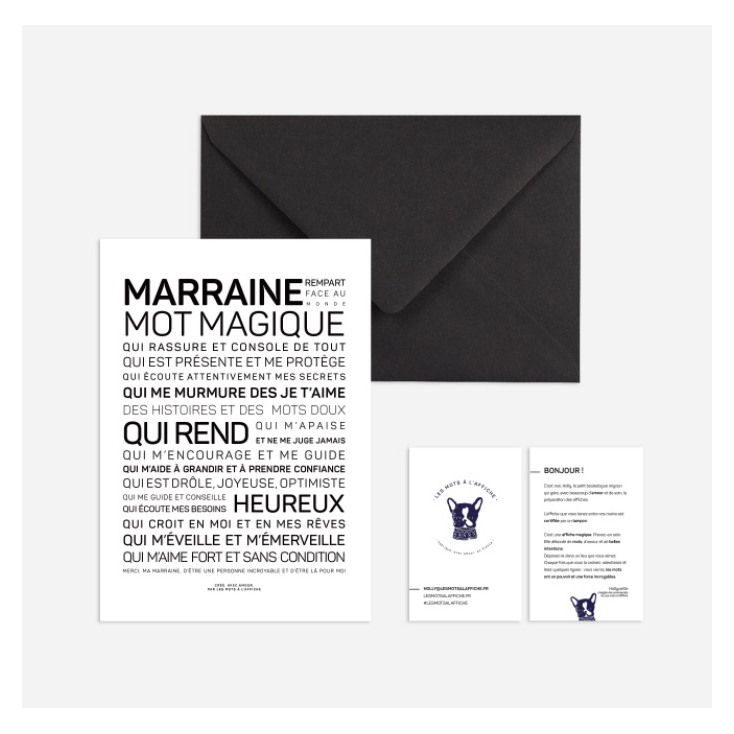 Carte postale avec enveloppe - Marraine