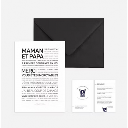 Carte postale avec enveloppe - Maman et Papa