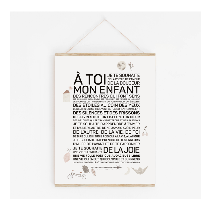 Affiche A3 - A toi mon enfant illustrée