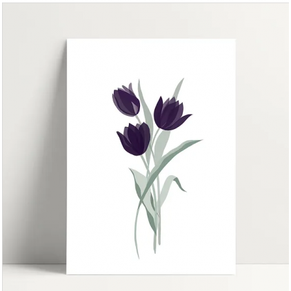 Carte simple-Tulipe mauve