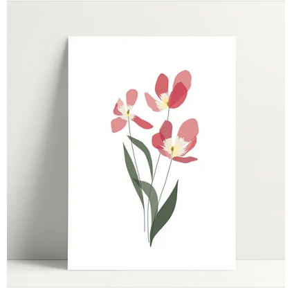 Carte simple - Tulipe rose