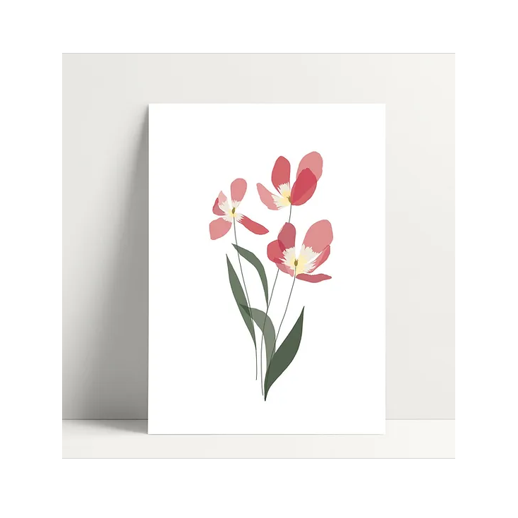 Carte simple - Tulipe rose