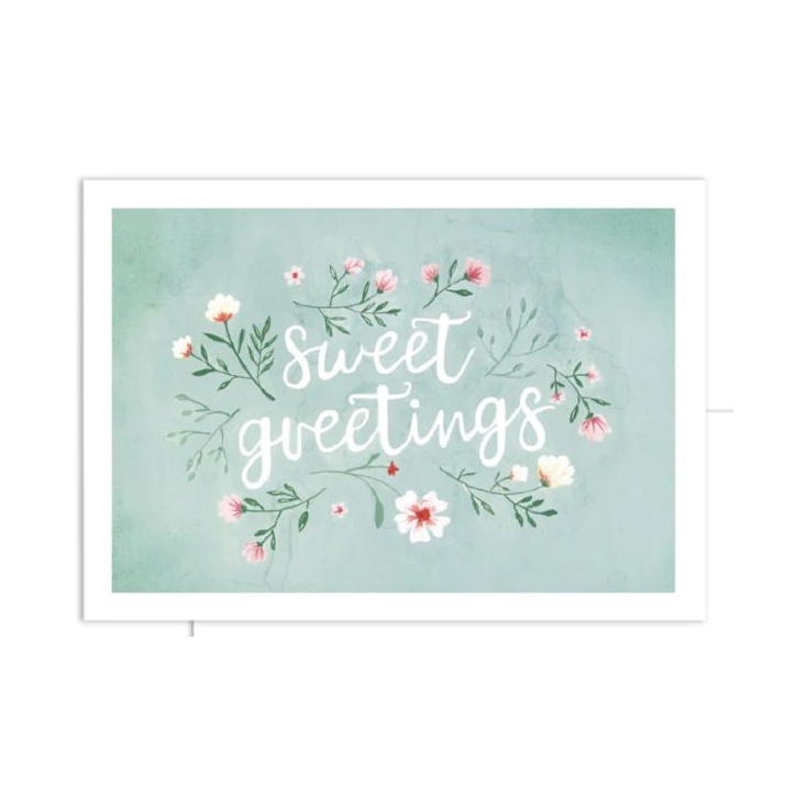 Postcard sweet greetings green blossoms- 230