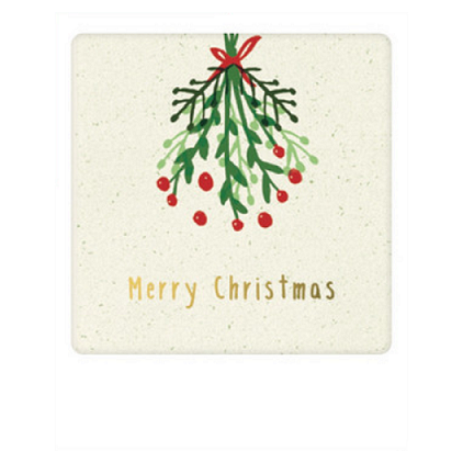 Mini carte postale Merry christmas misteltoe XMP0114EN