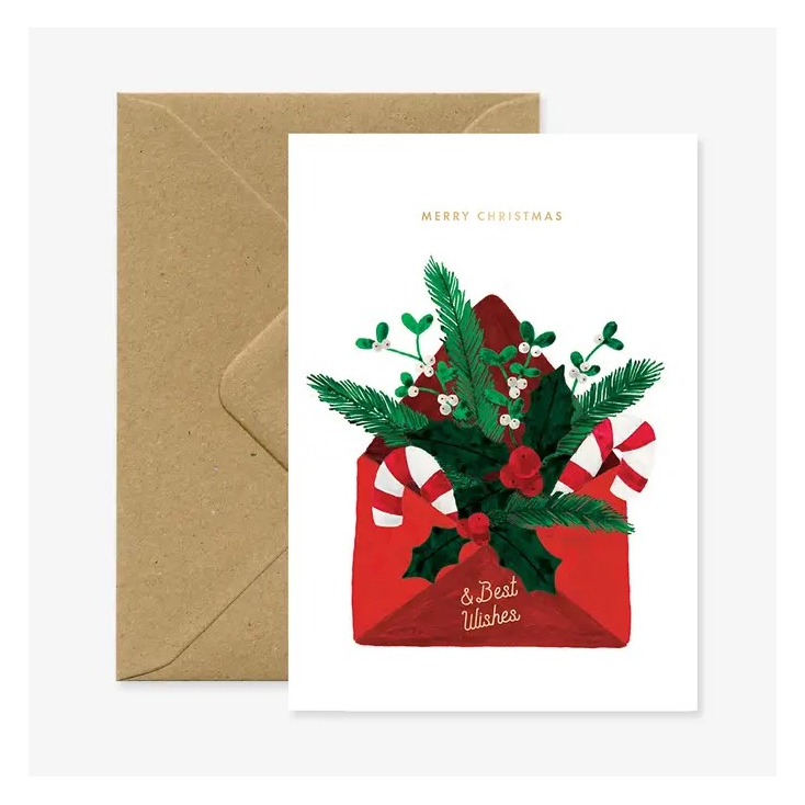 Carte A6 avec enveloppe - merry christmas & best wishes