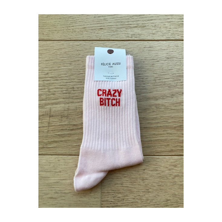 Chaussettes - Crazy bitch - rose pâle - 36/40