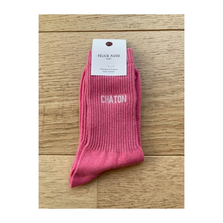 Chaussettes - Chaton - rose chinées - 36/40