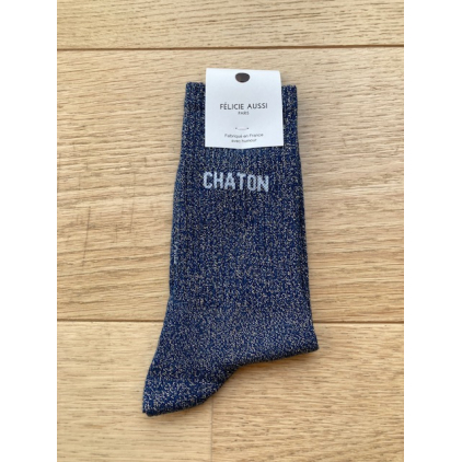 Chaussettes - Chaton - marine paillettes - 36/40