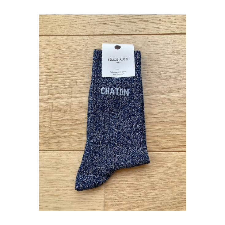 Chaussettes - Chaton - marine paillettes - 36/40