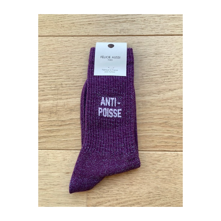 Chaussettes - Anti-poisse - violet paillettes - 36/40