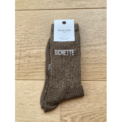 Chaussettes - Bichette - marron paillettes - 36/40