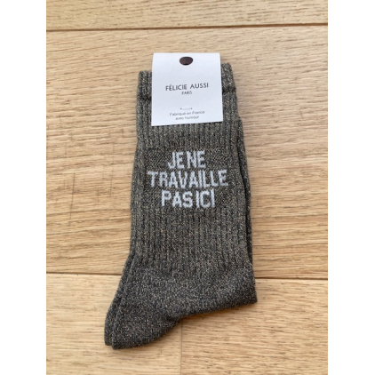 Chaussettes - Je ne travaille pas ici - gris brun paillettes - 36/40