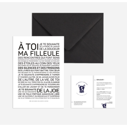 Carte postale avec enveloppe - A toi ma filleule