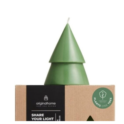 Xmas Tree Candle M - Beige