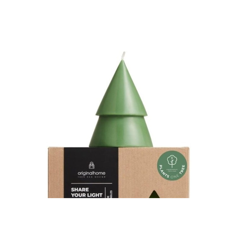 Xmas Tree Candle M - Beige