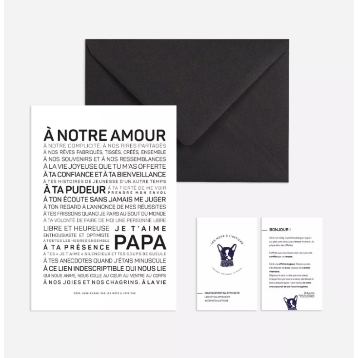 Carte postale avec enveloppe - A notre amour papa