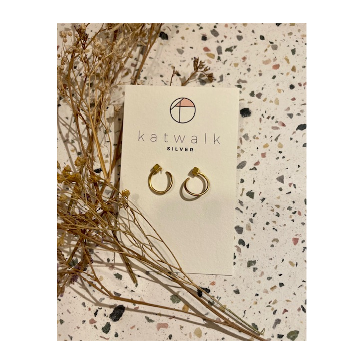 Boucles d'oreilles - or - cercle et cube