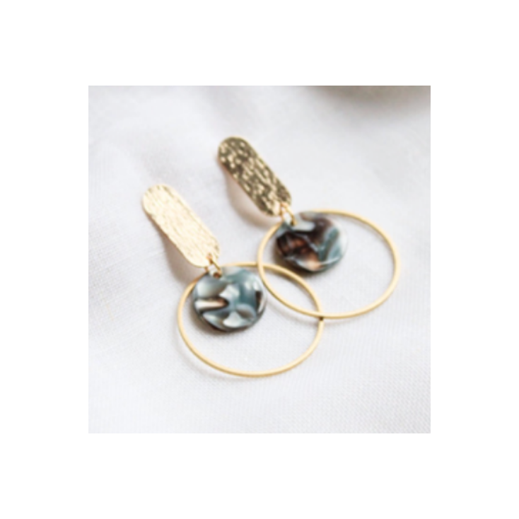 Boucles d'oreilles Milou acetate marron et gris