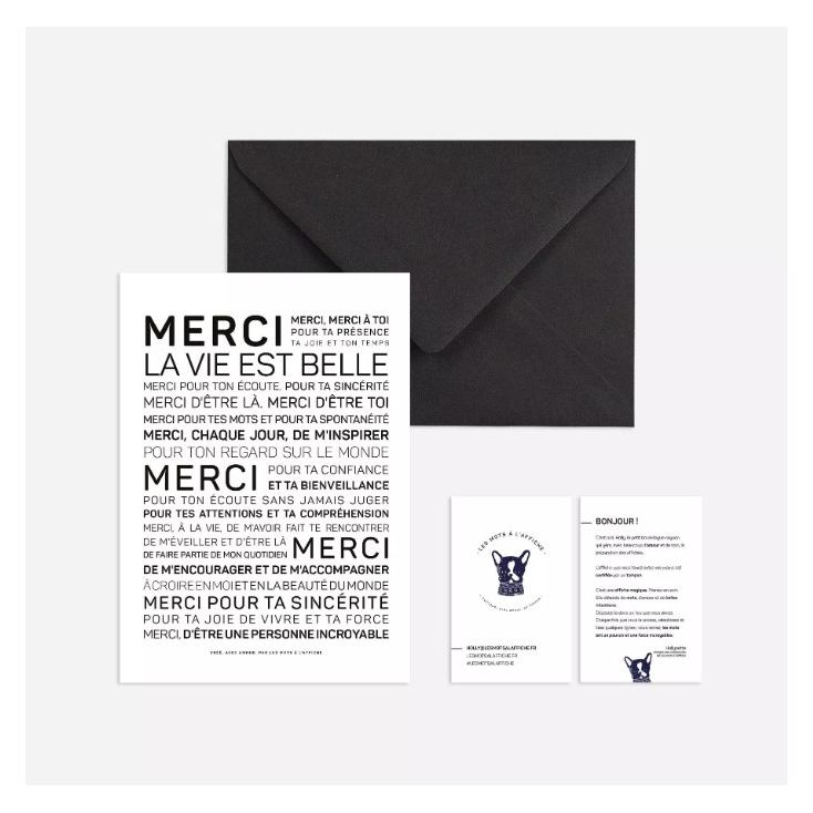 Carte postale avec enveloppe - Merci la vie est belle (tutoiement)