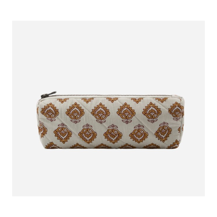 Trousse - motif floral beige