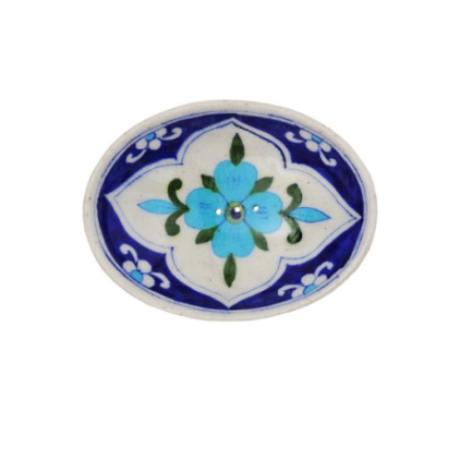 Soap Dish - blue pottery - fleur - POR150