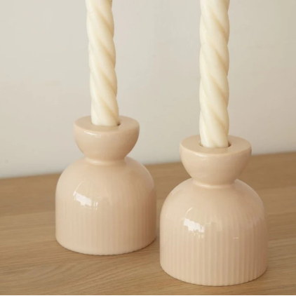 Bougeoir / vase en céramique Lus - Poudré