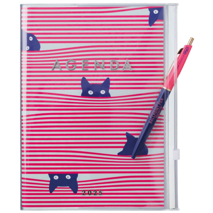 Agenda Cats & Dots A5 2024-2025 - Cat Pink