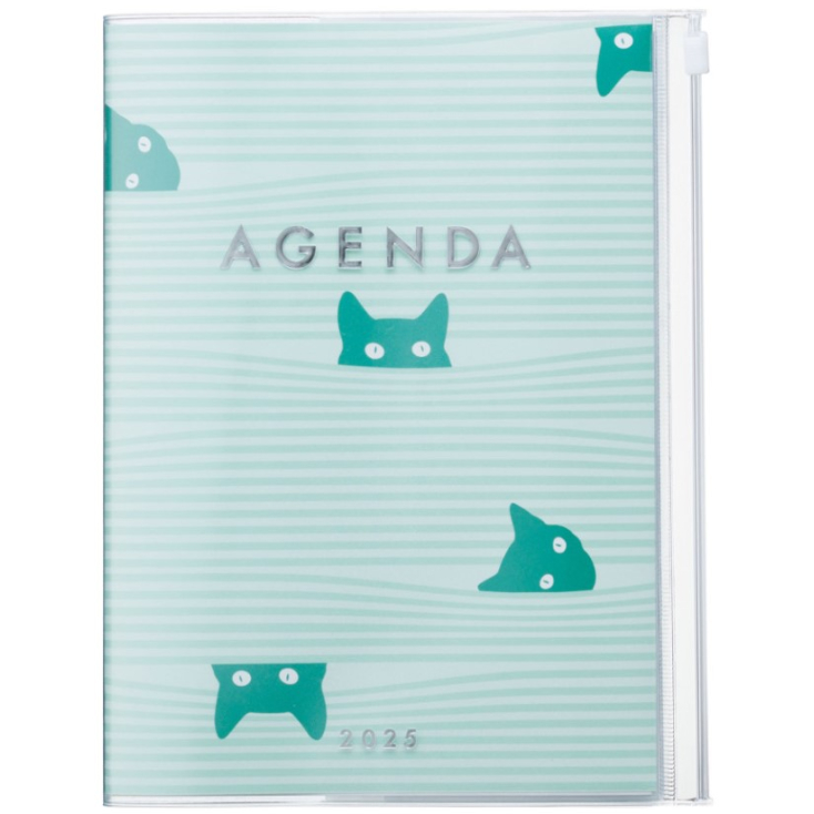 Agenda Cats & Dots A6 2024-2025 - Cat Green