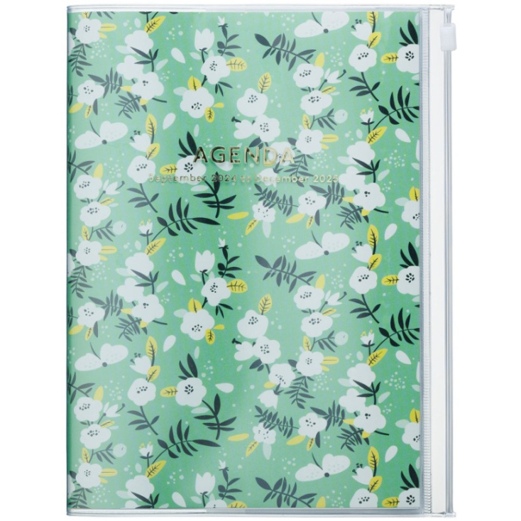 Agenda Flower Pattern A5 2024-2025 - Green