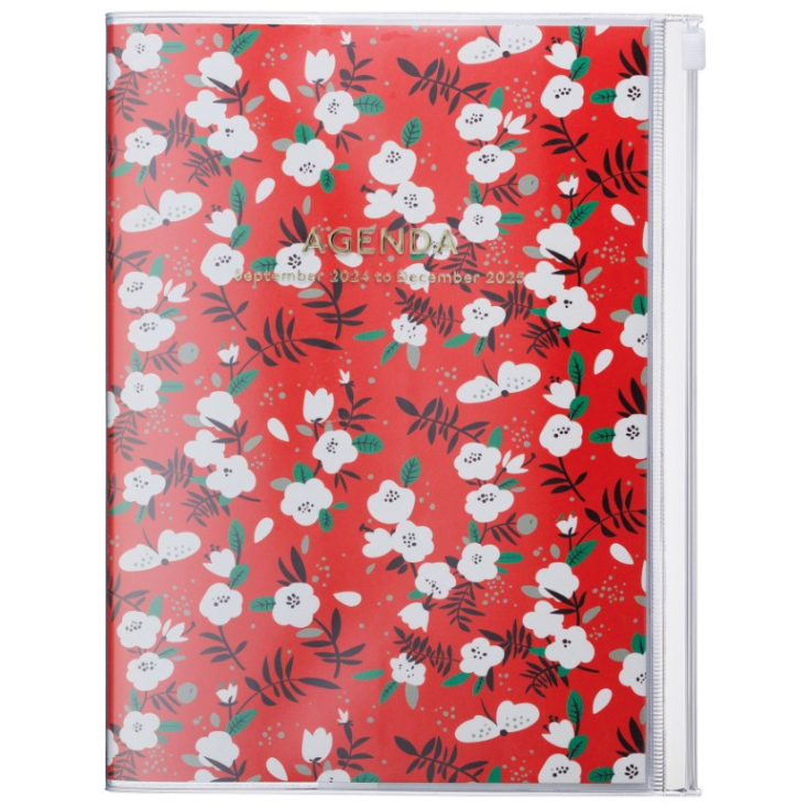 Agenda Flower Pattern A5 2024-2025 - Red