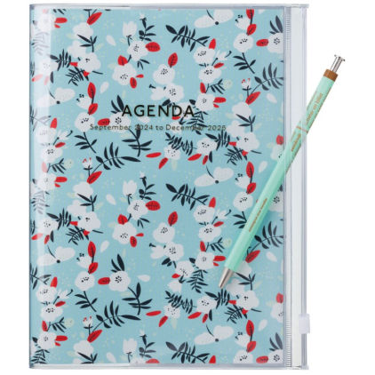 Agenda Flower Pattern A5 2024-2025 - Turquoise