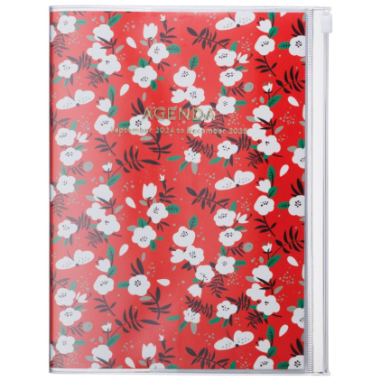 Agenda Flower Pattern A6 2024-2025 - Pink