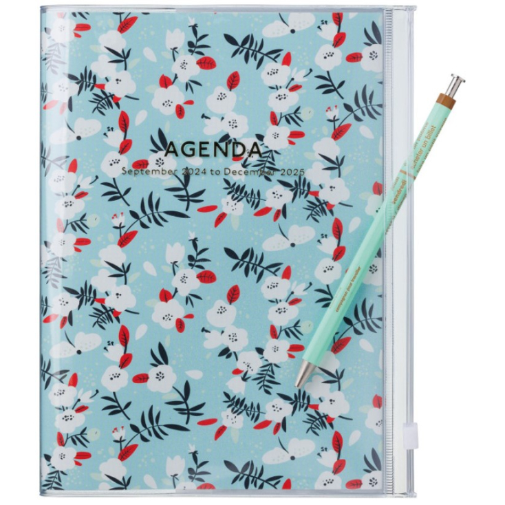 Agenda Flower Pattern A6 2024-2025 - Turquoise