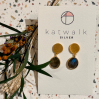 Boucles d'oreilles - or - pastille et pierre ovale bleue