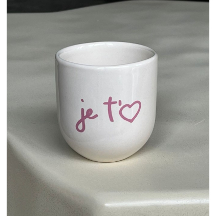 Mug - Je t'aime - blanc et rose