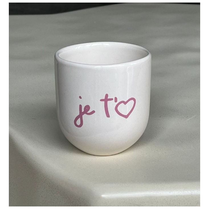 Mug - Je t'aime - blanc et rose