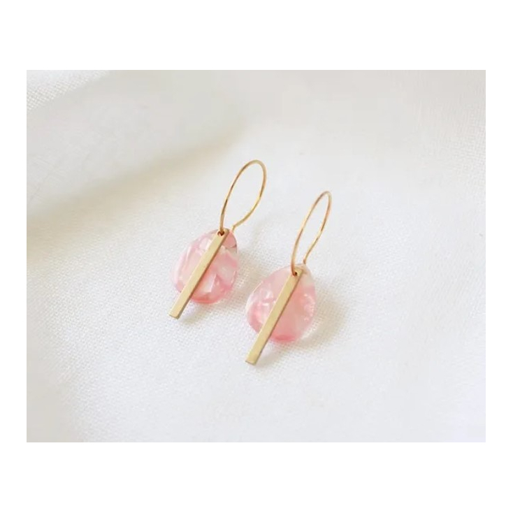 Boucles d'oreilles - Manon - rose - D019