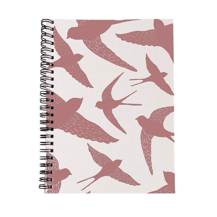 Carnet à spirales - A5 - Birds - Glittery pink