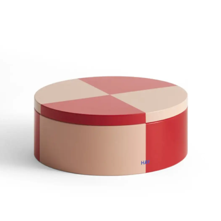 Boite metallique ronde - Tin Container - rouge et rose