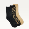 Pack de 3 chaussettes - Paillettes et léopard noir doré