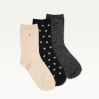 Pack de 3 chaussettes - Petit coeur noir doré