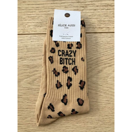 Chaussettes - Crazy bitch - Léopard sable 36/40