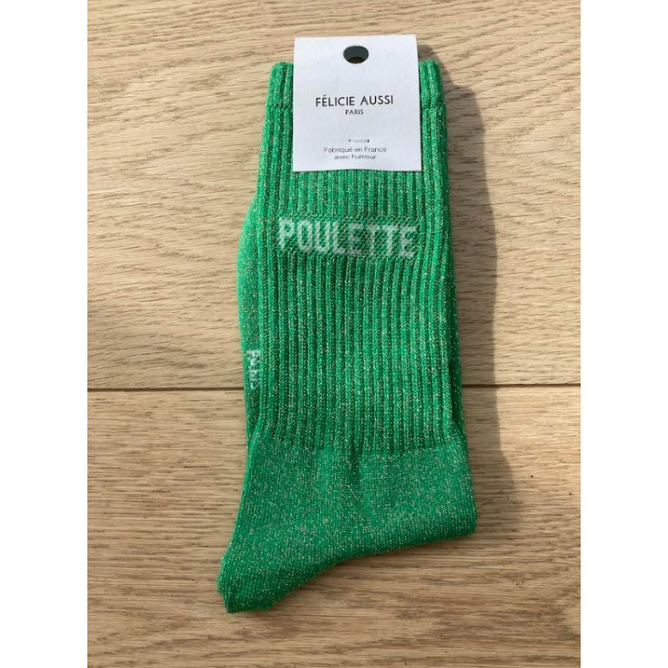 Chaussettes - Poulette - vert paillettes - 36/40