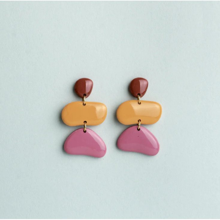 Boucles d'oreilles - Jolene - Burgundy/Orange/Rose