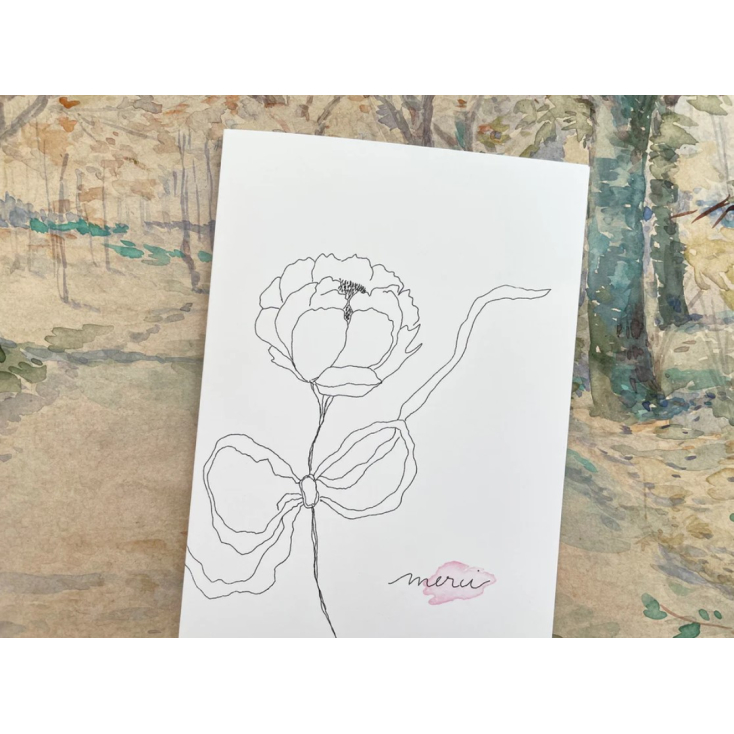 Carte Postale Double - Merci pivoine