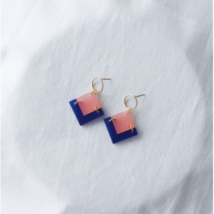 Boucles d'oreilles - allure - 03 - rose et bleu